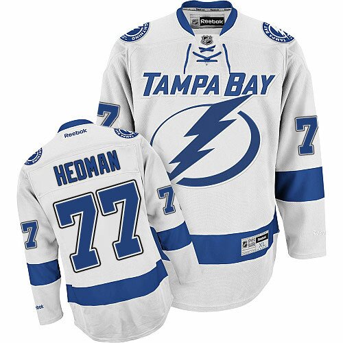 Reebok NHL Men's Victor Hedman White Away Authentic Jersey - #77 Tampa Bay Lightning